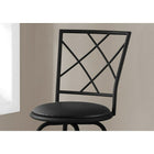 Monarch Specialties 2375 Barstool - Swivel/Black /Black Leather-Look Seat - 2 Pack-No arms