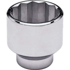 Gray Tools 55mm X 1" Drive, 12 Point Regular Length, Chrome Finish Socket-Size: 55mm