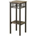Monarch Specialties 3044 Accent Table - Espresso Marble/Bronze Metal-With its classy cappuccino marble-look top, this plant stand gives a warm feel to any room. Its original bronze metal base provides study support as well as an elegant look. Use this multi- functional table to place your favorite plant, or decorative piece. It will be a sure eye catcher!