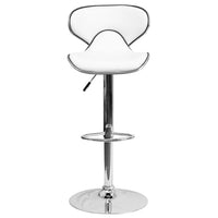 Flash Furniture 17 1/2" x 17 1/2" Cozy Mid-Back Vinyl Adjustable Bar Stool with Chrome Base, White, 2 Pack-Set of 2 Contemporary Style Stools