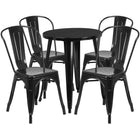 24'' Round Black Metal Indoor-Outdoor Table Set with 4 Cafe Chairs [CH-51080TH-4-18CAFE-BK-GG]-Metal Cafe Table