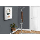 Monarch Specialties 2032 Coat Rack with Umbrella Holder - Silver Metal-Built in umbrella holder