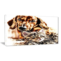 Designart Best Buddies Cat & Dog Canvas Art, (PT2413-32x16)-Print