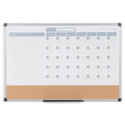 MasterVision 3-in-1 Dry-Erase Calendar Planner Board - Silver Frame - 24" H x 36" W-Ideal for home and office use; great for small spaces