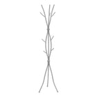 Monarch Specialties 2061 Coat Rack - Hammered Silver Metal-Freestanding coat rack with 8 hooks placed at various heights for hanging jackets, scarves, and more in an entryway, hallway, or office