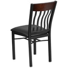 Flash Furniture Eclipse Series Vertical Back Black Metal & Walnut Wood Restaurant Chair with Black Vinyl Seat-Black Vinyl Upholstered Seat