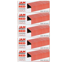 JAM Paper Standard Size Colourful Staples, Red, 5 Pack (335reg)-Size: .5" x .25"