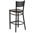 Flash Furniture HERCULES Series Black Grid Back Metal Restaurant Barstool - Walnut Wood Seat-Walnut Finished Wood Seat