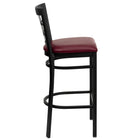 Flash Furniture HERCULES Series Black Window Back Metal Restaurant Barstool - Burgundy Vinyl Seat-Window Back Design