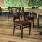 Flash Furniture HERCULES Series Vertical Slat Back Walnut Wood Restaurant Chair-Curved Support Bar