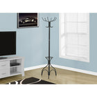 Monarch Specialties 2031 Coat Rack with Umbrella Holder - Black Metal-Dimensions: 18"L x 18"W x 70"H