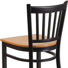 Flash Furniture HERCULES Series Black Vertical Back Metal Restaurant Barstool - Natural Wood Seat-Welded Joint Assembly