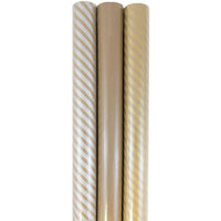JAM Paper Premium Kraft Wrapping Paper, 87.5 sq. ft, Stripes and Solids, 3 Pack (77432531)-Gift wrap paper