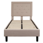 Flash Furniture Roxbury Twin Size Tufted Upholstered Platform Bed - Beige Fabric-Platform Bed