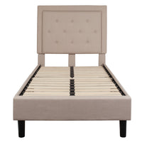 Flash Furniture Roxbury Twin Size Tufted Upholstered Platform Bed - Beige Fabric-Platform Bed