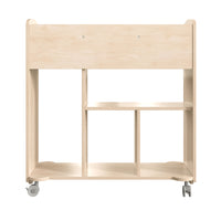 Flash Furniture Bright Beginnings Commercial Grade Double Sided Space Saving Wooden Mobile Storage Cart w/ Casters - Natural-Double Sided Wooden 10 Compartment Mobile Classroom Storage Unit