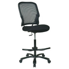 Space AirGrid Back Drafting Chair with Mesh Seat and Footring, Black-Double Air Grid Back Drafting Chair with Built-In Lumbar Support