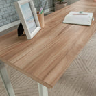 Sauder - 426289 Bergen Circle Desk Return - Kiln Acacia-Melamine top surface is heat, stain and scratch resistant.