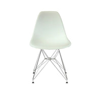 Plata Import – Chaise Eiffel, siège blanc, pattes chromées (PC-016-WHITE)-Chaise pour table à manger