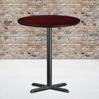 Flash Furniture 36'' Round Laminate Table Top, Mahogany with 30'' x 30'' Bar-Height Table Base (XURD36MAT3030B)-Top Size: 36"W x 36"D