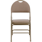 Flash Furniture HERCULES Series Ultra-Premium Triple Braced Beige Fabric Metal Folding Chair with Easy-Carry Handle-Padded Metal Folding Chair