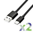 Exian Type-C USB Cable Nylon Braided, 1m, Black, 2 Pack-Sync and charge