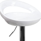Flash Furniture Contemporary Plastic Adjustable Height Barstool with Rounded Cutout Back & Chrome Base - White-Seat Size: 16''W x 12.5''D