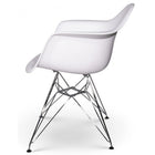 Nicer Furniture Eiffel Style Armchair with Chrome Legs - White - 2 Pack-Straight metal Eiffel dowel legs with floor protectors for hardwood floor
