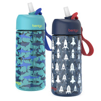 Bentgo Kids Water Bottle - Rocket/Shark - 2 Pack-Water bottle holds 15 ounces of liquid to encourage hydration during every part of the day