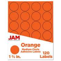 JAM Paper - Joints d'autocollants pour étiquettes circulaires - 1 2/3 po de diamètre - Orange - Paquet de 120-Emballage anglais seulement
