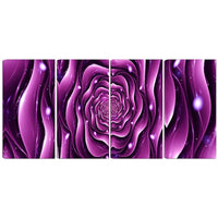 Designart Purple Rose 4-Panel Canvas Art Print, (PT3007-271)-Print