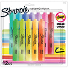 Sharpie Chisel Tip Tank Style Highlighters - Assorted Colours - 12 Pack-Smear Guard ink specially formulated to resist smearing