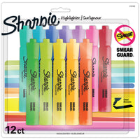 Sharpie Chisel Tip Tank Style Highlighters - Assorted Colours - 12 Pack-Smear Guard ink specially formulated to resist smearing