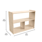 Flash Furniture Bright Beginnings Commercial Grade 3 Section Modular Wooden Classroom Open Storage Unit, Kid Friendly - Natural-Resists Yellowing, Stains, and Scratches