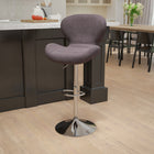 Flash Furniture Contemporary Charcoal Fabric Adjustable Height Barstool with Curved Back & Chrome Base-Height Adjustable Seat with Gas Lift