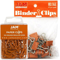 JAM Paper Office Desk Supplies Bundle, Paper Clips & Binder Clips, Orange (218334or)-Paper clips and binder clips