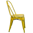Flash Furniture Commercial Grade Distressed Metal Indoor-Outdoor Stackable Chair - Yellow-Curved Back with Vertical Slat