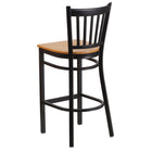 Flash Furniture HERCULES Series Black Vertical Back Metal Restaurant Barstool - Natural Wood Seat-Natural Finished Wood Seat