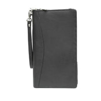 Ashlin Leather 2-Piece La Padula Ticket Wallet with Separate Passport Cover, Black-Travel Wallet with separate Passport Cover. Zippered closure