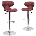 Flash Furniture 17 1/2" x 17 1/2" Cozy Mid-Back Vinyl Adjustable Bar Stool with Chrome Base, Burgundy, 2 Pack-Set of 2 Contemporary Style Stools
