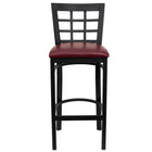 Flash Furniture HERCULES Series Black Window Back Metal Restaurant Barstool - Burgundy Vinyl Seat-Metal Barstool
