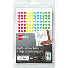 Avery See Thru Removable Colour-Coding Labels, 1/4" Round, Assorted, 648 Pack (2370)-Removable