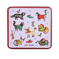 Grandma Wild's Embossed Merry Meowmas Tin with Assorted Biscuits - 160g-Contains Stem Ginger & Lemon and Clotted Cream Chocolate Chips Shortbread Biscuits