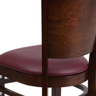 Flash Furniture Lacey Series Solid Back Walnut Wood Restaurant Chair - Burgundy Vinyl Seat-CA117 Fire Retardant Foam