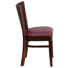 Flash Furniture Lacey Solid Back Walnut Wood Restaurant Barstool - Burgundy Vinyl Seat - 2 Pack-Solid Back Design