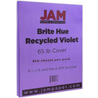 JAM Paper Bright Colour Cardstock, 8.5 x 11, 65lb Violet Purple Recycled, 250/ream (102426B)-Violet
