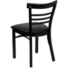 Flash Furniture HERCULES Series Black Three-Slat Ladder Back Metal Restaurant Chair - Black Vinyl Seat-Black Vinyl Upholstered Seat