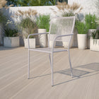 Flash Furniture Light Grey Indoor-Outdoor Steel Patio Arm Chair with Square Back-1.2mm Tubular Frame
