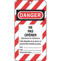 Honeywell Lockout Tags, Plastic, 3" W x 5-3/4" H, French, 50 Pack (SE342)-Height: 5-3/4"