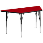 Flash Furniture 30''W x 60''L Trapezoid Activity Table with Thermal Fused Laminate Top and Standard Height Adjustable Legs, Red-Red Laminate